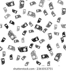Black Veterinary ambulance icon isolated seamless pattern on white background. Veterinary clinic symbol.  Vector