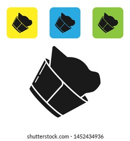 Black Veterinary clinic symbol icon isolated on white background. Сat veterinary care. Pet First Aid sign. Set icons colorful square buttons. Vector Illustration