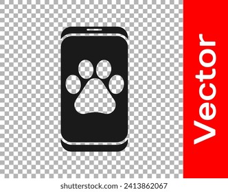 Black Veterinary clinic symbol icon isolated on transparent background. Cross hospital sign. A stylized paw print dog or cat. Pet First Aid sign.  Vector