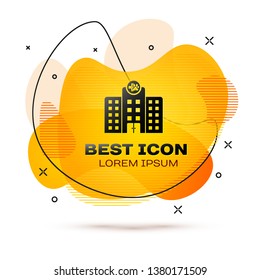 Black Veterinary medicine hospital, clinic or pet shop for animals icon isolated on white background. Vet or veterinarian clinic. Fluid color banner. Vector Illustration
