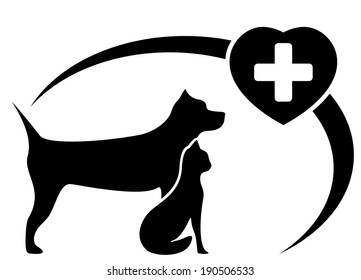 black veterinary symbol with dog and cat silhouette