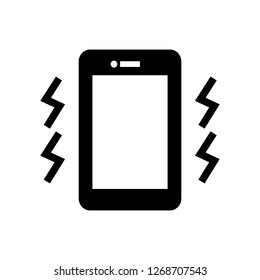 black vibrate silent mode smartphone simple icon on white background;  be quiet or do not making a noise concept 