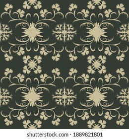 Black victorian damask style floral pattern