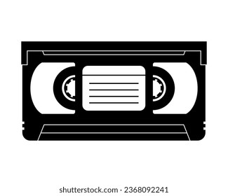 black video cassette icon. travel prohibited. flat vector illustration.