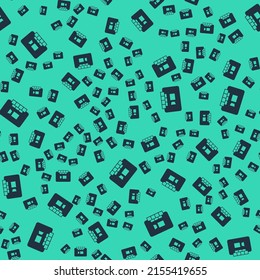 Black Video chat conference icon isolated seamless pattern on green background. Online meeting work form home. Remote project management.  Vector