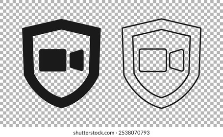 Black Video chat conference icon isolated on transparent background. Online meeting work form home. Remote project management.  Vector