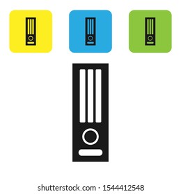 Black Video game console icon isolated on white background. Set of colorful square icon buttons. Vector Illustration