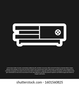 Black Video game console icon isolated on black background.  Vector Illustration