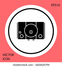 Black Video game console icon isolated on red background. White circle button. Vector Illustration