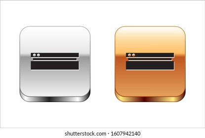 Black Video game console icon isolated on white background. Silver-gold square button. Vector Illustration