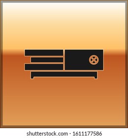 Black Video game console icon isolated on gold background.  Vector Illustration