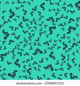 Black Video game console with joystick icon isolated seamless pattern on green background.  Vector