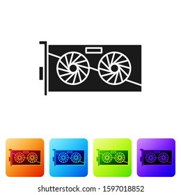 Black Video graphic card icon isolated on white background. Set icons in color square buttons. Vector Illustration