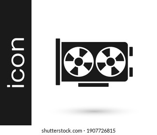 Black Video graphic card icon isolated on white background.  Vector