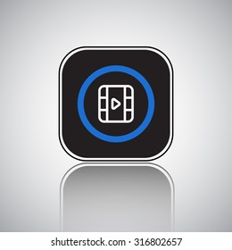 Black Video Icon With Reflection