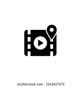 Black video location icon design isolated on white background
