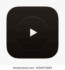 Black video player app icon. Play icon. Play button icon