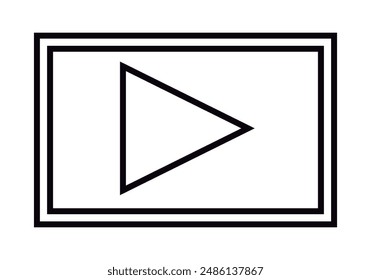 Schwarzes Video-Player-Symbol auf weißem Hintergrund