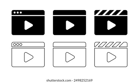 Black Video Vector Icon, Isolate Media symbol, Movie, Play Button, Cinema icon, vector stock (Editable EPS)