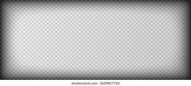 Black vignette background on transparent background. Design element for advertise, casino, photo, movie
Soft light radial gradient vignette overlay. Vector illustration