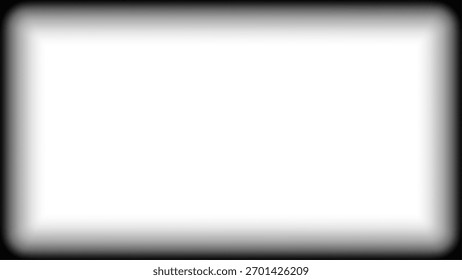 Black vignette background with smooth gradient shadow. Soft blurred frame with spotlight and depth effect. Minimal neutral backdrop for photography or creative design. Vector illustration.