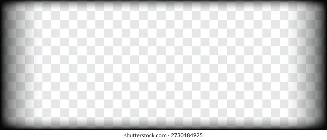 Borda preta do quadro de vinheta em plano de fundo transparente com efeito de desfoque suave