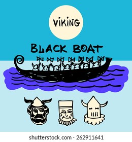Black viking boat logo