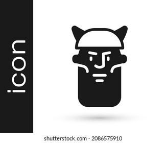 Black Viking head icon isolated on white background.  Vector