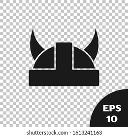 Black Viking in horned helmet icon isolated on transparent background.  Vector Illustration