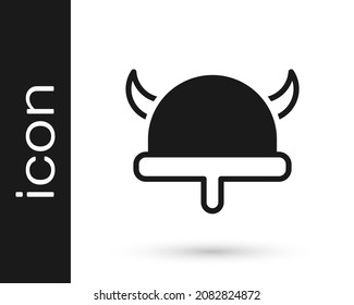 Black Viking in horned helmet icon isolated on white background.  Vector