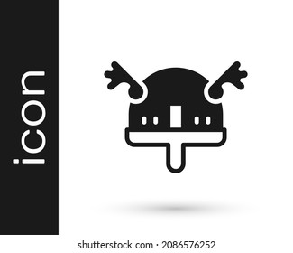 Black Viking in horned helmet icon isolated on white background.  Vector