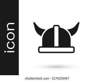 Black Viking in horned helmet icon isolated on white background.  Vector