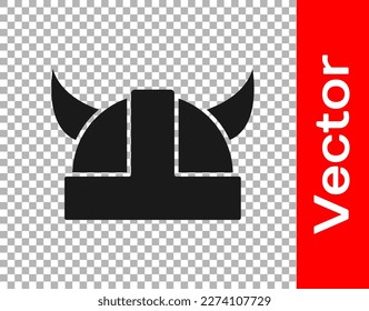 Black Viking in horned helmet icon isolated on transparent background.  Vector