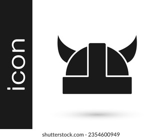 Black Viking in horned helmet icon isolated on white background.  Vector