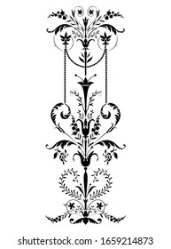 Black vintage baroque ornament, corner. Retro pattern antique style acanthus.