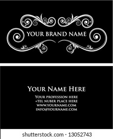 Black vintage business card