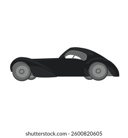 Black Vintage Cars Side View Illustration