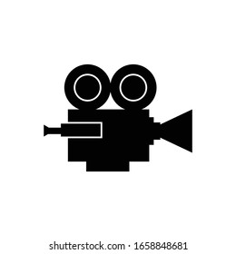 black vintage cinema camera logo icon