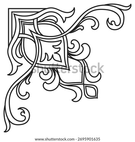Black vintage corner, decorative scroll lines for cards, vintage lines, decorative corner lines