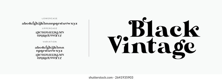 Black vintage elegant alphabet letters font logo. Typography luxury classic lettering serif italic fonts decorative wedding vintage retro logos. vector illustration
