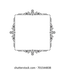 Black vintage elegant contour vector frame with monograms