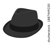 Black vintage fedora noir hat isolated on white background. Isometric view. Vector
