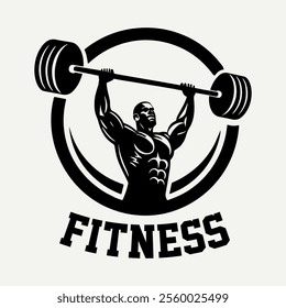 Black vintage fitness label, logo, badge, t shirt design