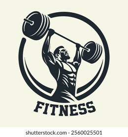 Black vintage fitness label, logo, badge, t shirt design