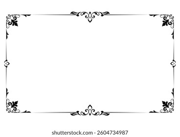 Black vintage frame, vintage pattern, scroll border, card elements