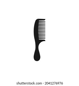 Black Vintage Hair Comb. Retro Barber Tool. Vector Illustration Isolated On White. 