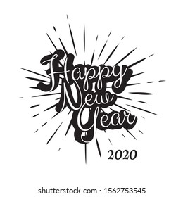 black vintage Happy new year 2020 Illustration background Concept Image