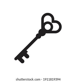Black vintage key icon isolated on white background. 