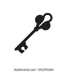 Black vintage key icon isolated on white background. 