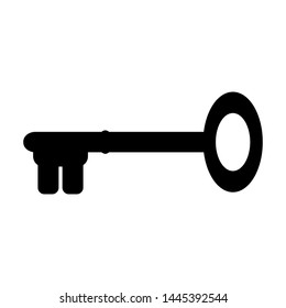 black vintage key isolated on white background. vector illustration 